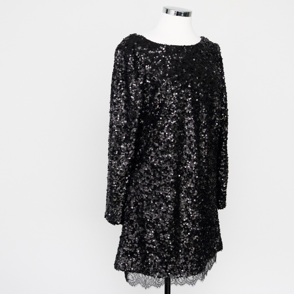 Sachin & Babi. Black Sequin Cowl Back Cameron Dress. - Picture 9 of 12